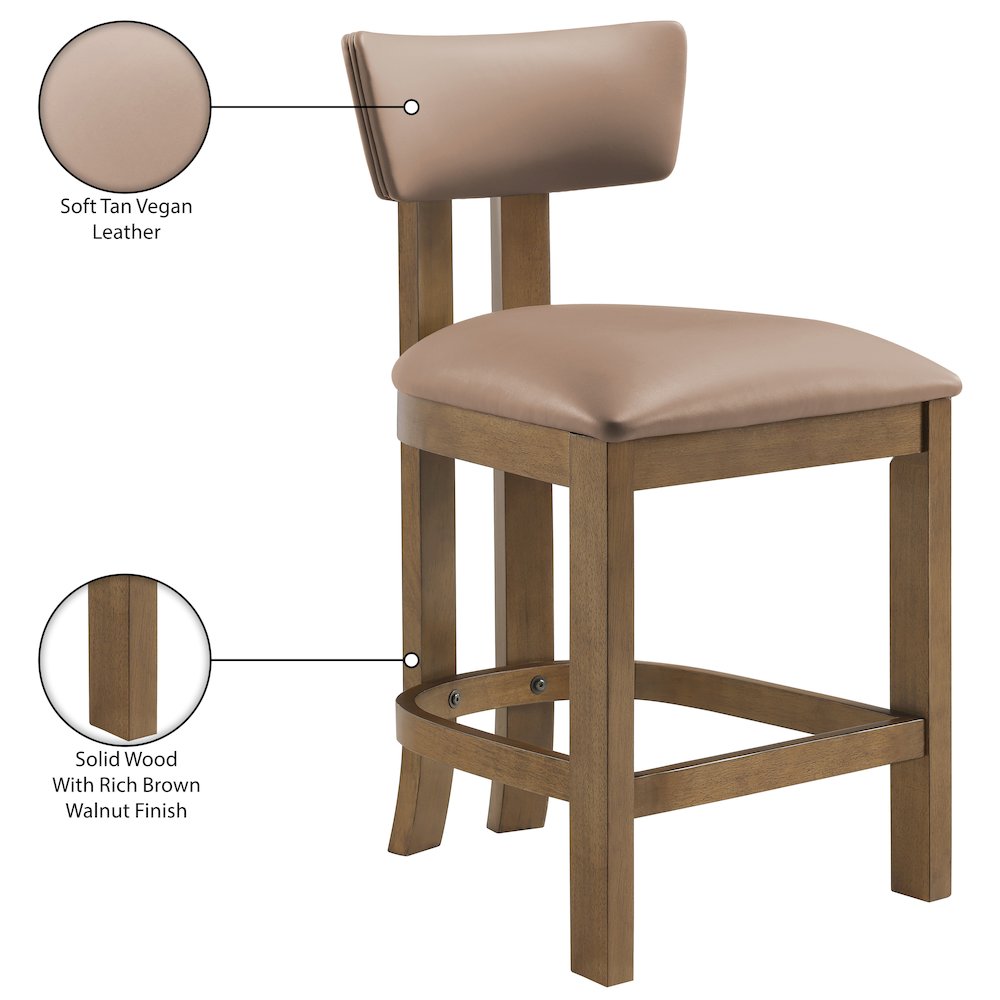 Lavrin Tan Vegan Leather Upholstered Counter Stool, Set of 2. Picture 11