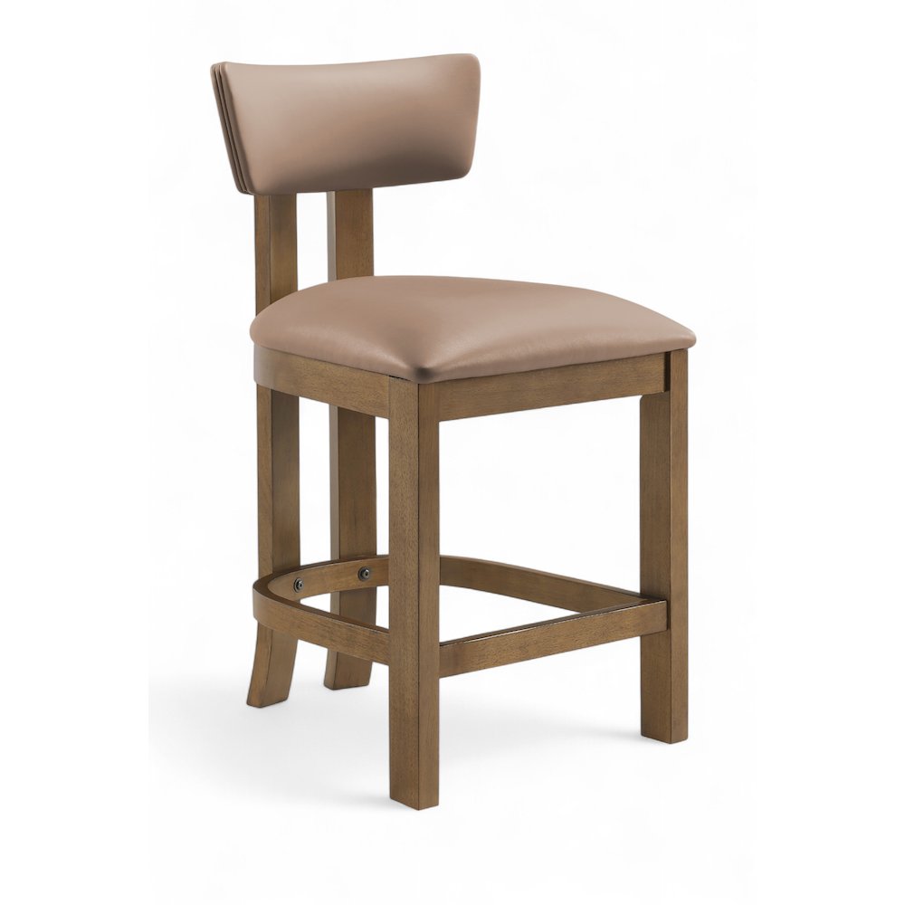 Lavrin Tan Vegan Leather Upholstered Counter Stool, Set of 2. Picture 2