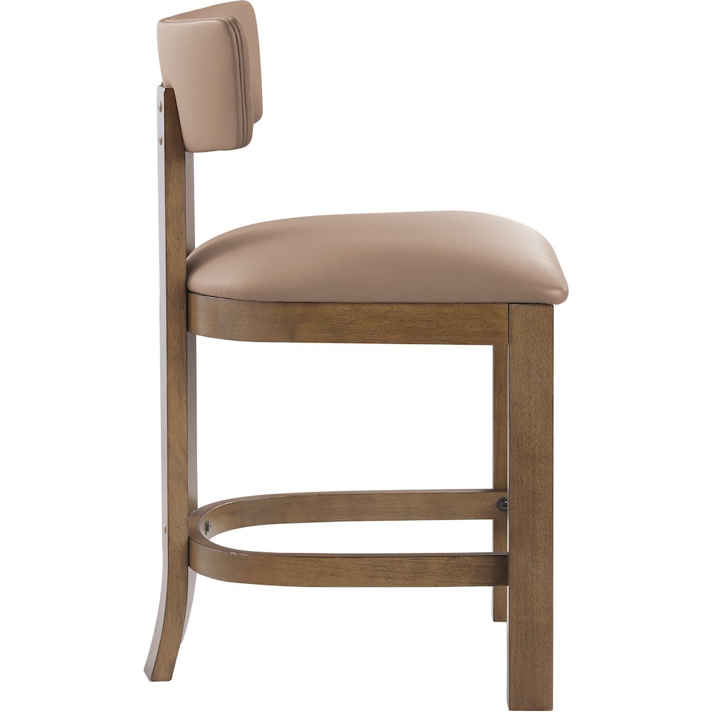 Lavrin Tan Vegan Leather Upholstered Counter Stool, Set of 2. Picture 4