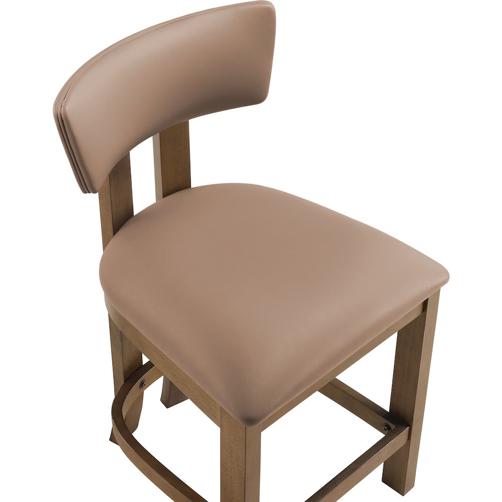 Lavrin Tan Vegan Leather Upholstered Counter Stool, Set of 2. Picture 9