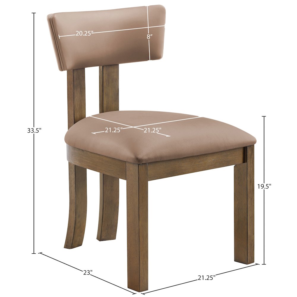 Lavrin Tan Vegan Leather Upholstered Dining Side Chair, Set of 2. Picture 10