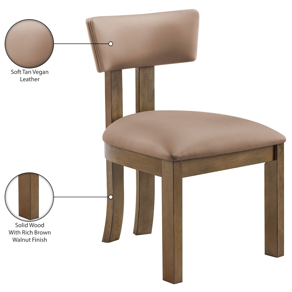 Lavrin Tan Vegan Leather Upholstered Dining Side Chair, Set of 2. Picture 11