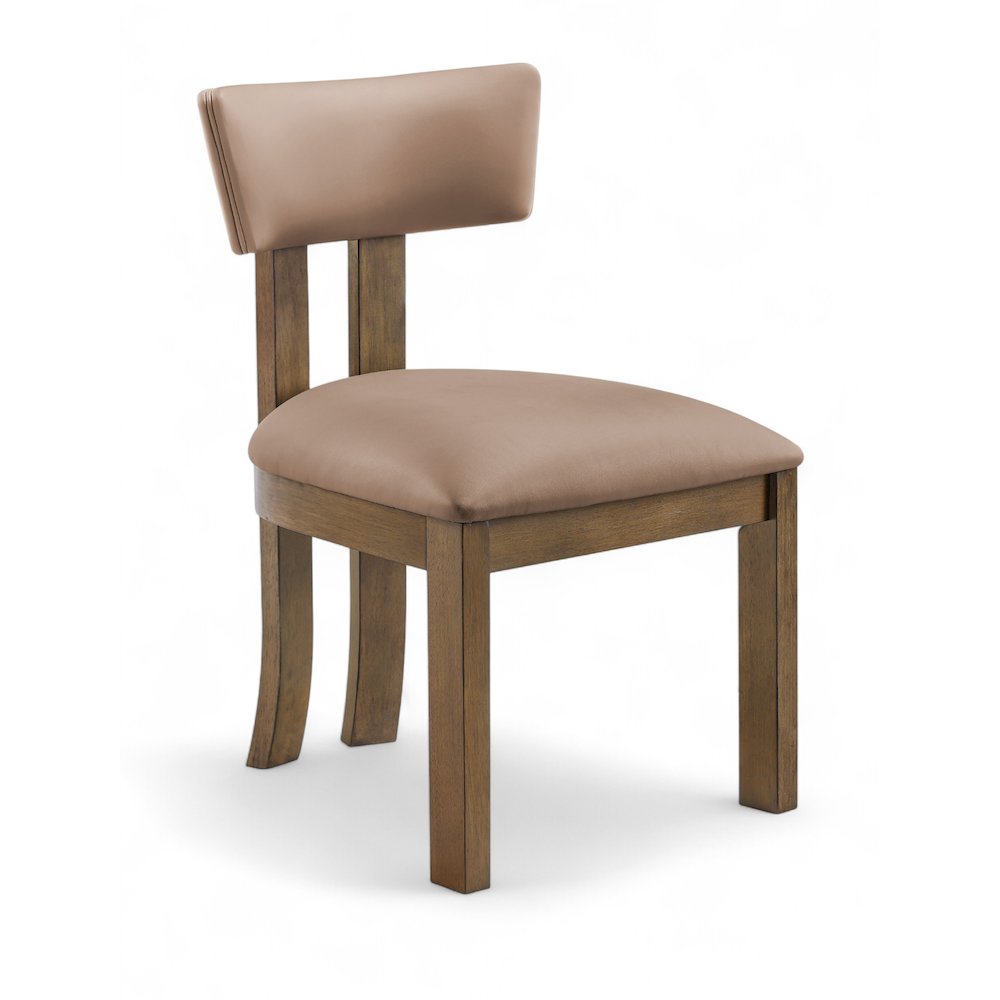 Lavrin Tan Vegan Leather Upholstered Dining Side Chair, Set of 2. Picture 2