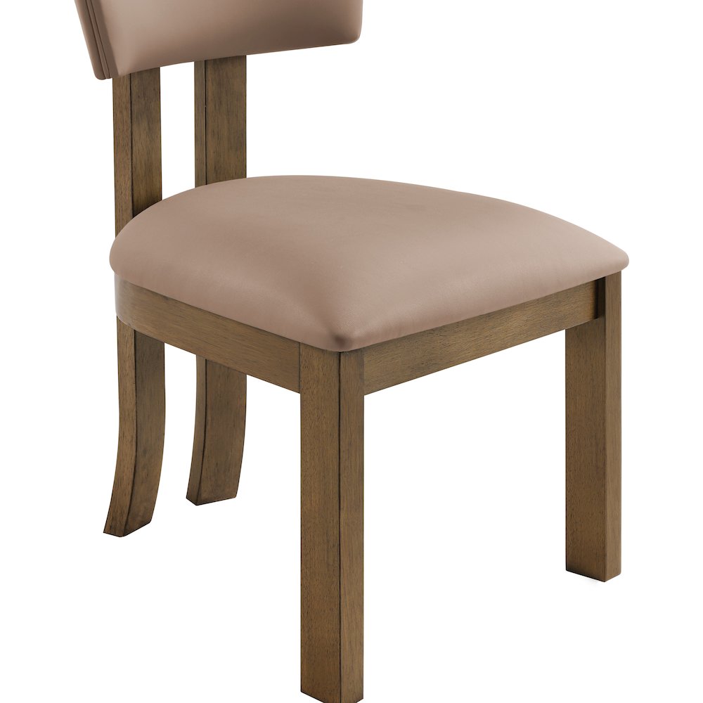 Lavrin Tan Vegan Leather Upholstered Dining Side Chair, Set of 2. Picture 6