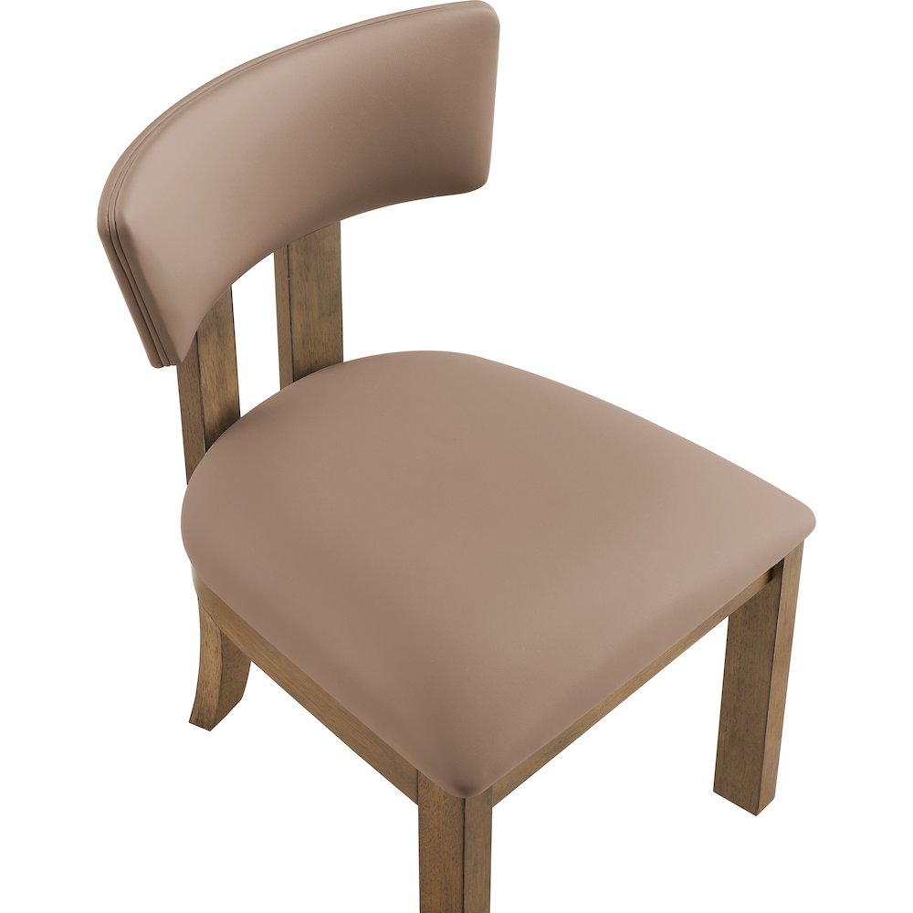 Lavrin Tan Vegan Leather Upholstered Dining Side Chair, Set of 2. Picture 9
