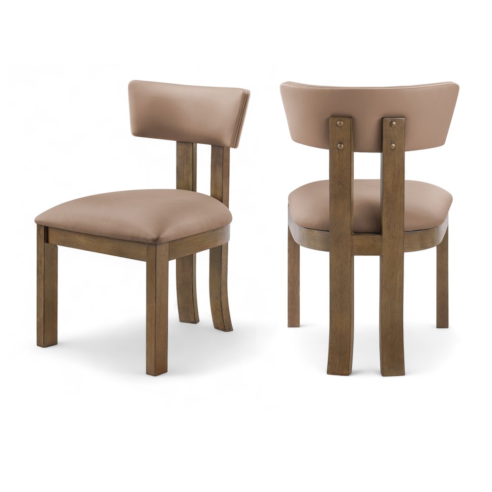 Lavrin Tan Vegan Leather Upholstered Dining Side Chair, Set of 2. Picture 1