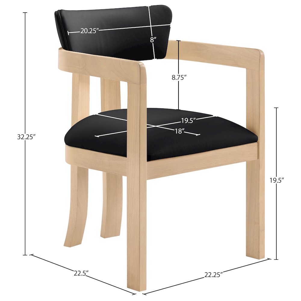 Lavrin Black Vegan Leather Upholstered Dining Arm Chair, Set of 2. Picture 9