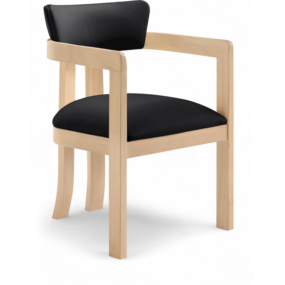 Lavrin Black Vegan Leather Upholstered Dining Arm Chair, Set of 2. Picture 2