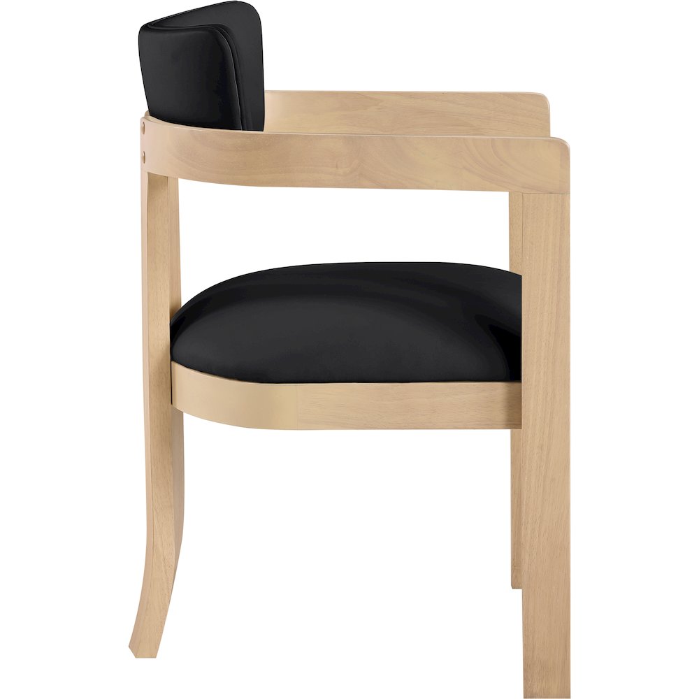 Lavrin Black Vegan Leather Upholstered Dining Arm Chair, Set of 2. Picture 3