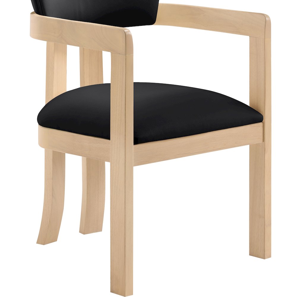 Lavrin Black Vegan Leather Upholstered Dining Arm Chair, Set of 2. Picture 5