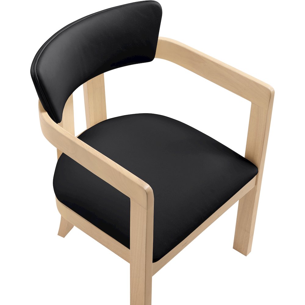 Lavrin Black Vegan Leather Upholstered Dining Arm Chair, Set of 2. Picture 6