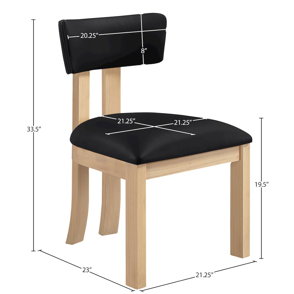 Lavrin Black Vegan Leather Upholstered Dining Side Chair, Set of 2. Picture 9