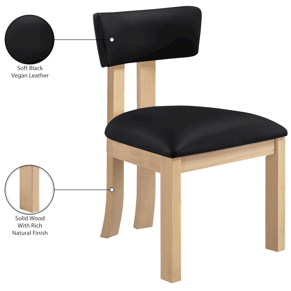 Lavrin Black Vegan Leather Upholstered Dining Side Chair, Set of 2. Picture 10