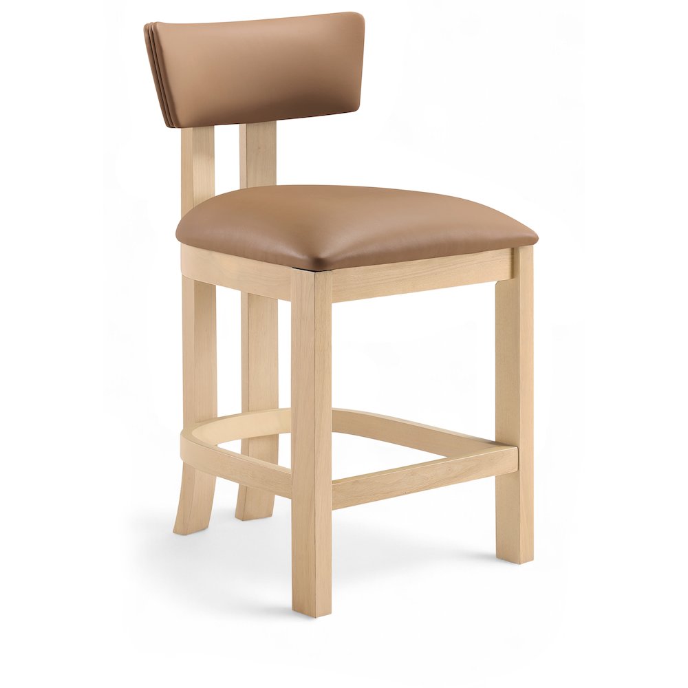 Lavrin Cognac Vegan Leather Upholstered Counter Stool, Set of 2. Picture 2
