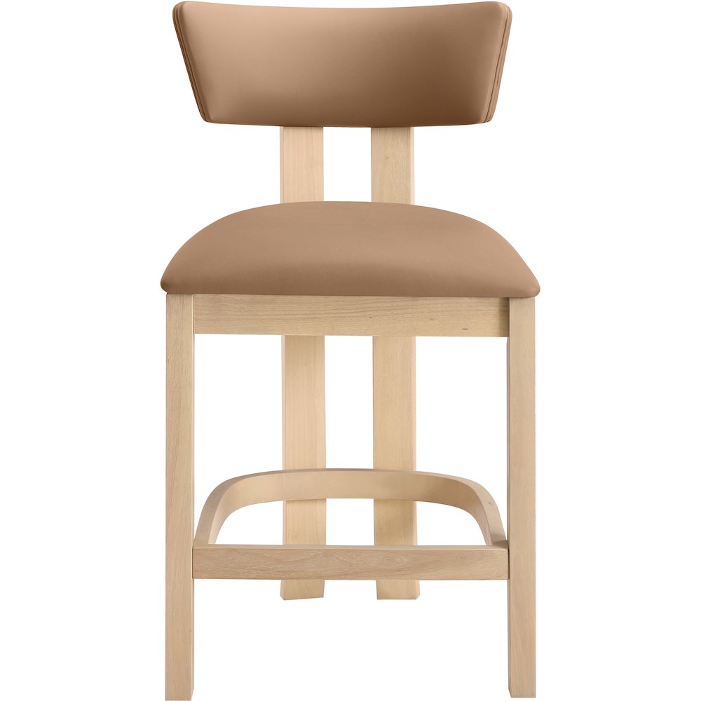 Lavrin Cognac Vegan Leather Upholstered Counter Stool, Set of 2. Picture 7