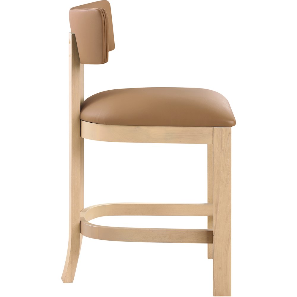 Lavrin Cognac Vegan Leather Upholstered Counter Stool, Set of 2. Picture 3