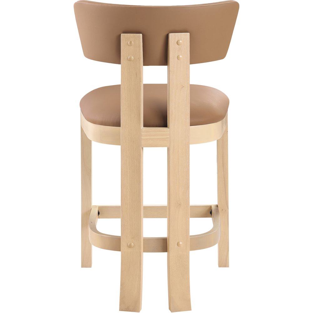Lavrin Cognac Vegan Leather Upholstered Counter Stool, Set of 2. Picture 4