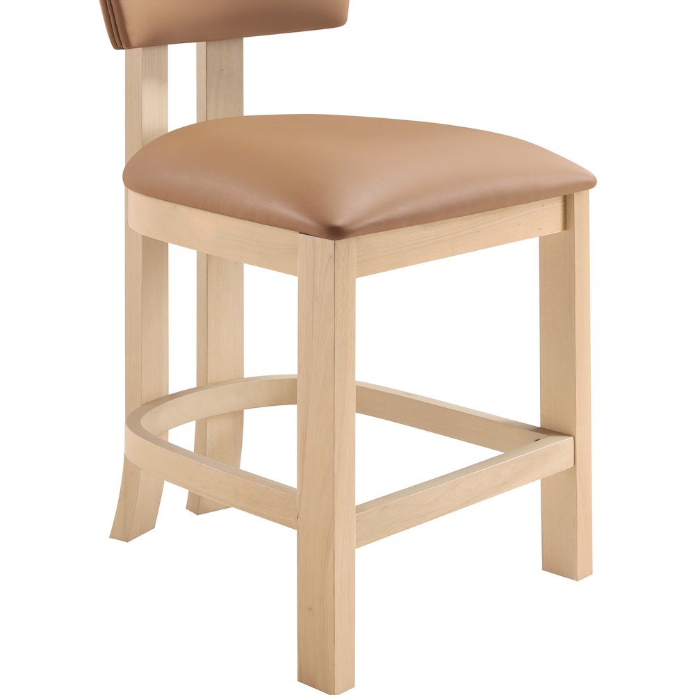 Lavrin Cognac Vegan Leather Upholstered Counter Stool, Set of 2. Picture 5