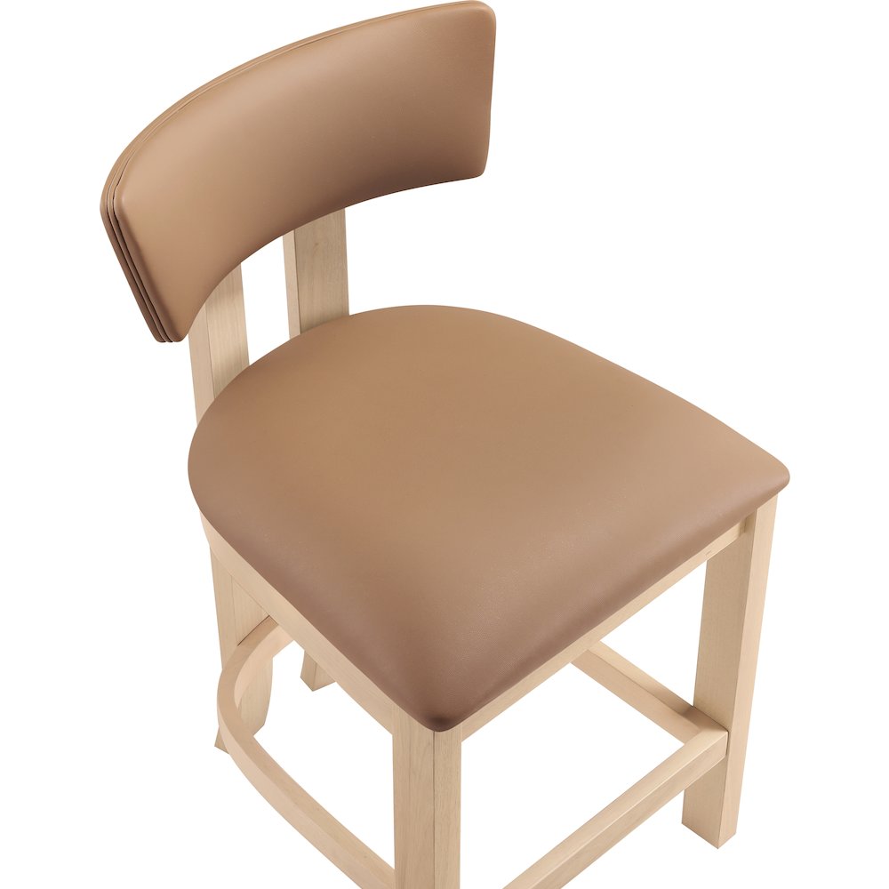 Lavrin Cognac Vegan Leather Upholstered Counter Stool, Set of 2. Picture 6
