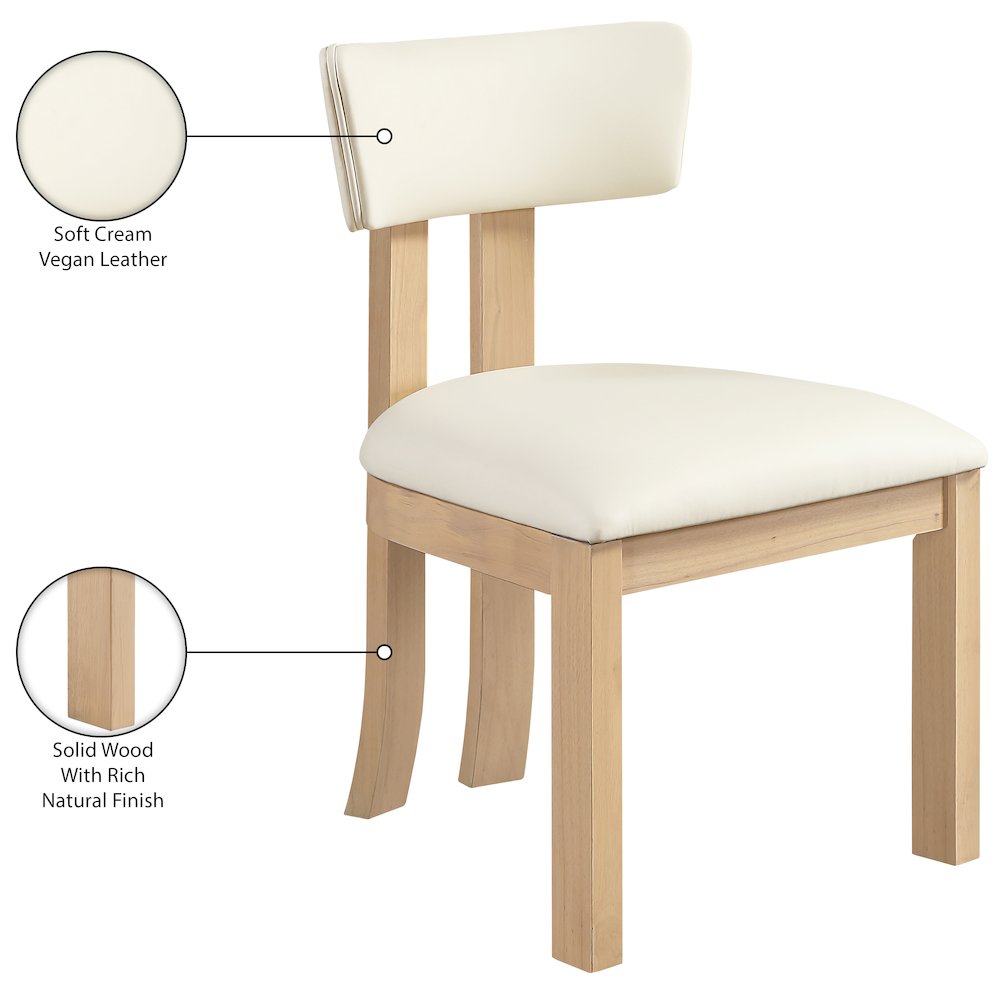 Lavrin Cream Vegan Leather Upholstered Dining Side Chair, Set of 2. Picture 10