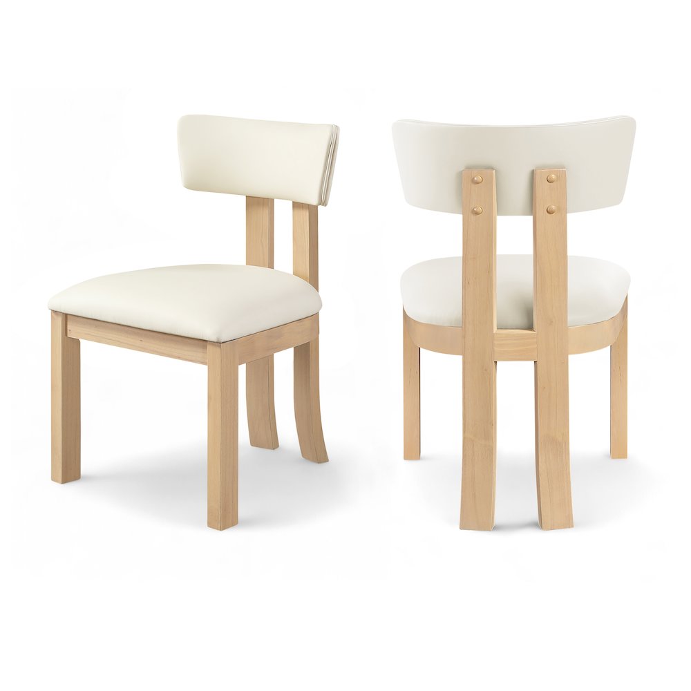 Lavrin Cream Vegan Leather Upholstered Dining Side Chair, Set of 2. Picture 1