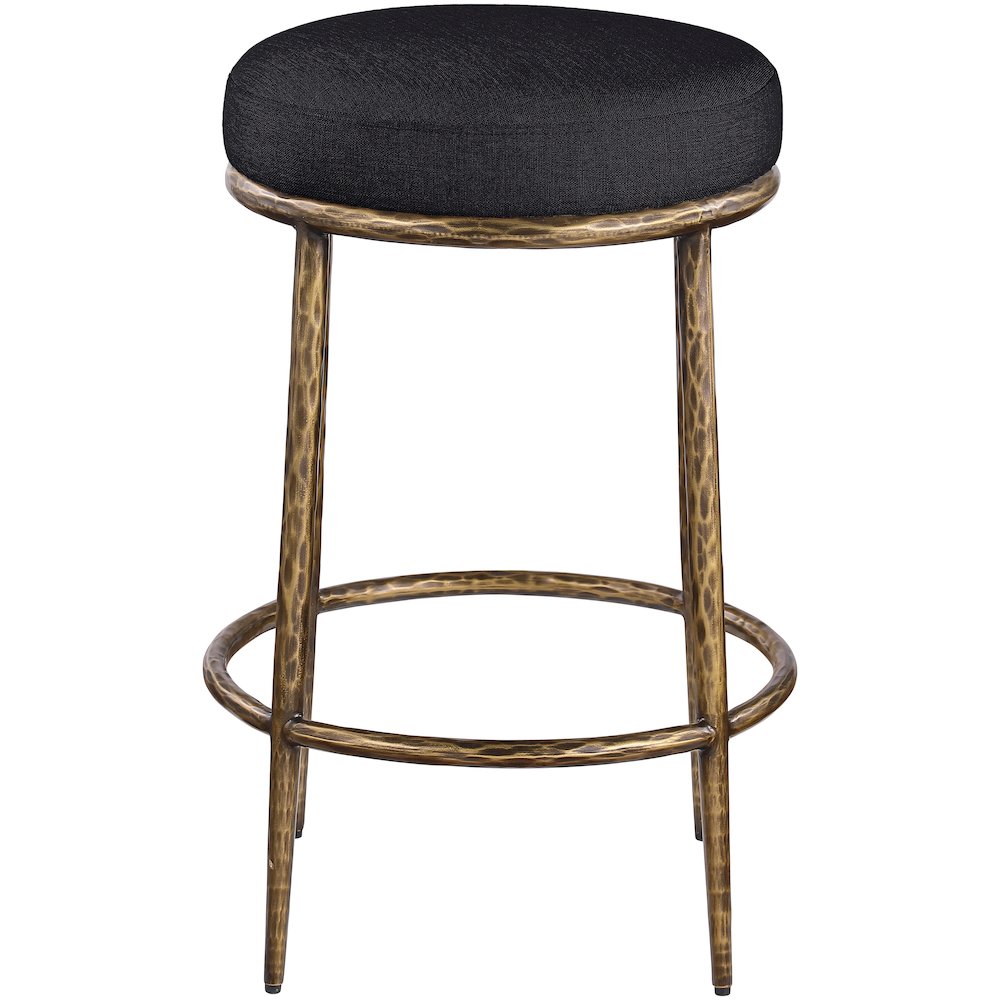 Ferro Black Linen Textured Performance Fabric Upholstered Counter Stool. Picture 3
