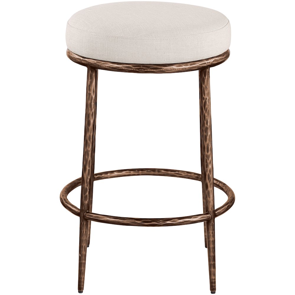 Ferro Beige Linen Textured Performance Fabric Upholstered Counter Stool. Picture 3