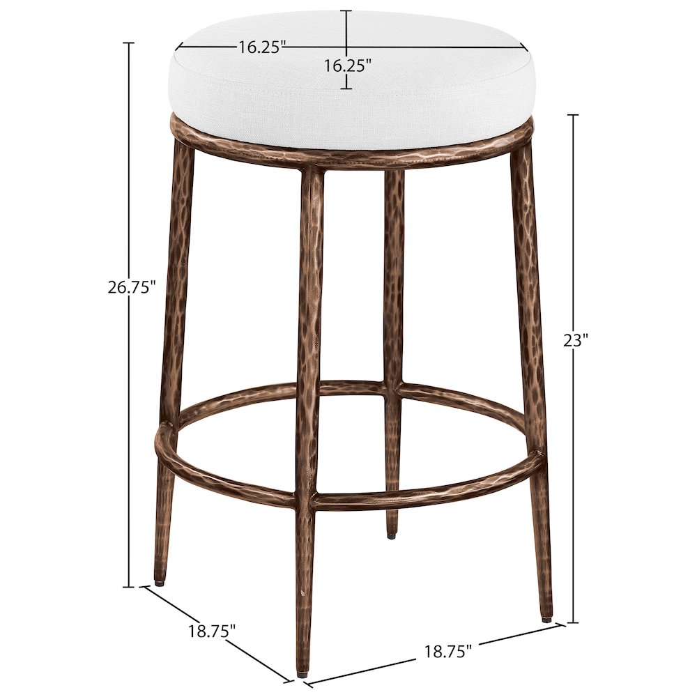 Ferro White Linen Textured Performance Fabric Upholstered Counter Stool. Picture 4