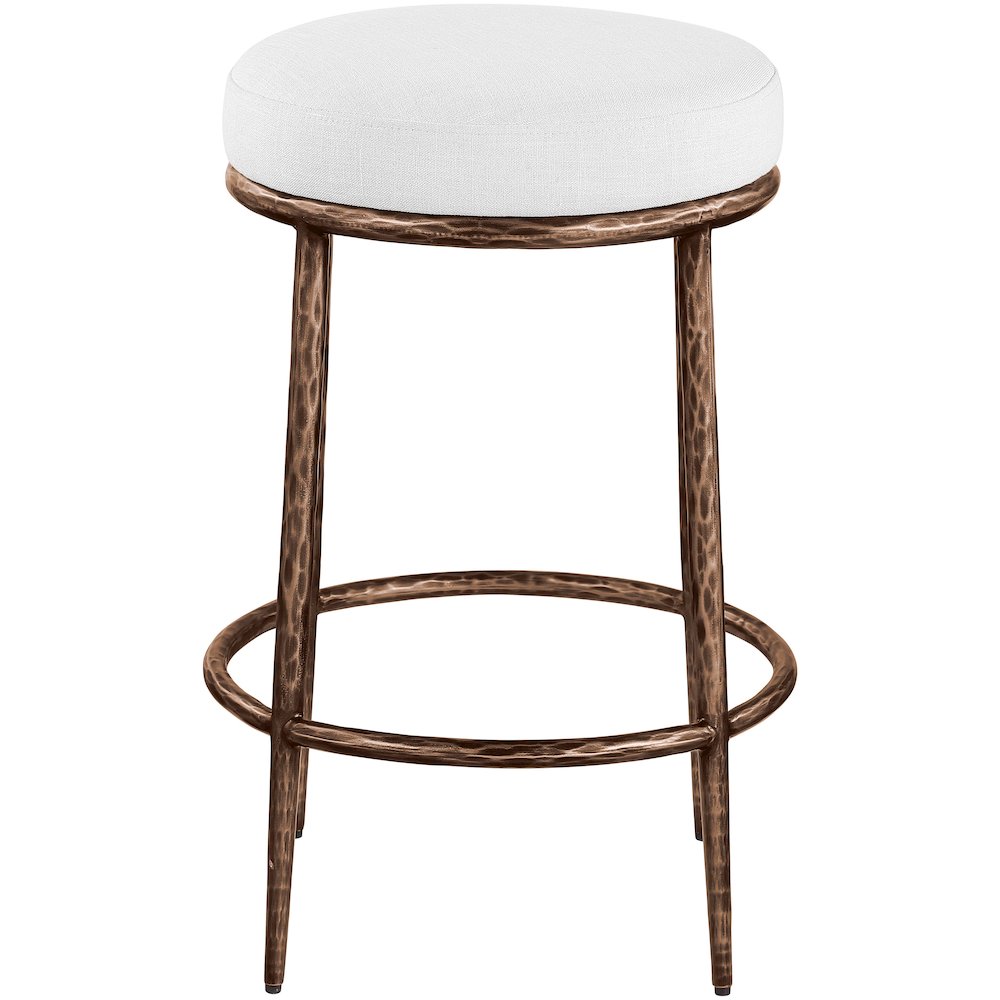 Ferro White Linen Textured Performance Fabric Upholstered Counter Stool. Picture 3