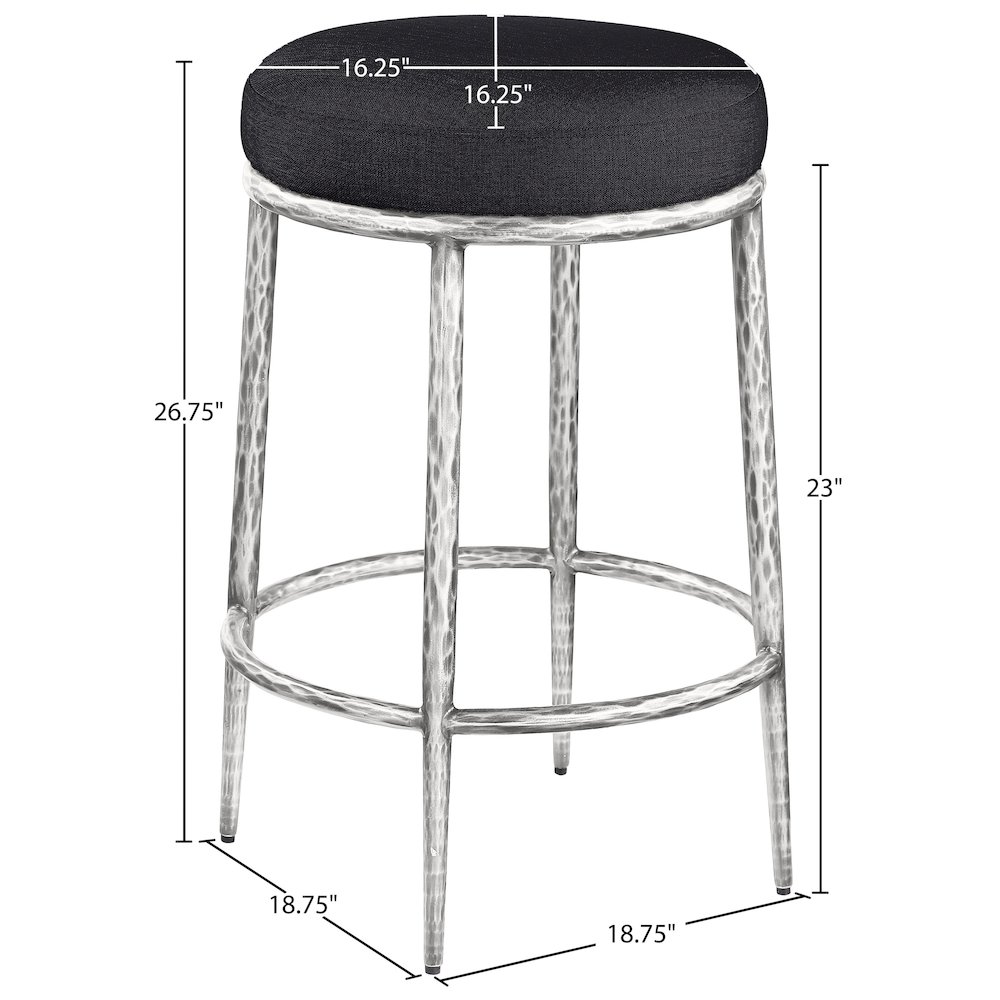 Ferro Black Linen Textured Performance Fabric Upholstered Counter Stool. Picture 4