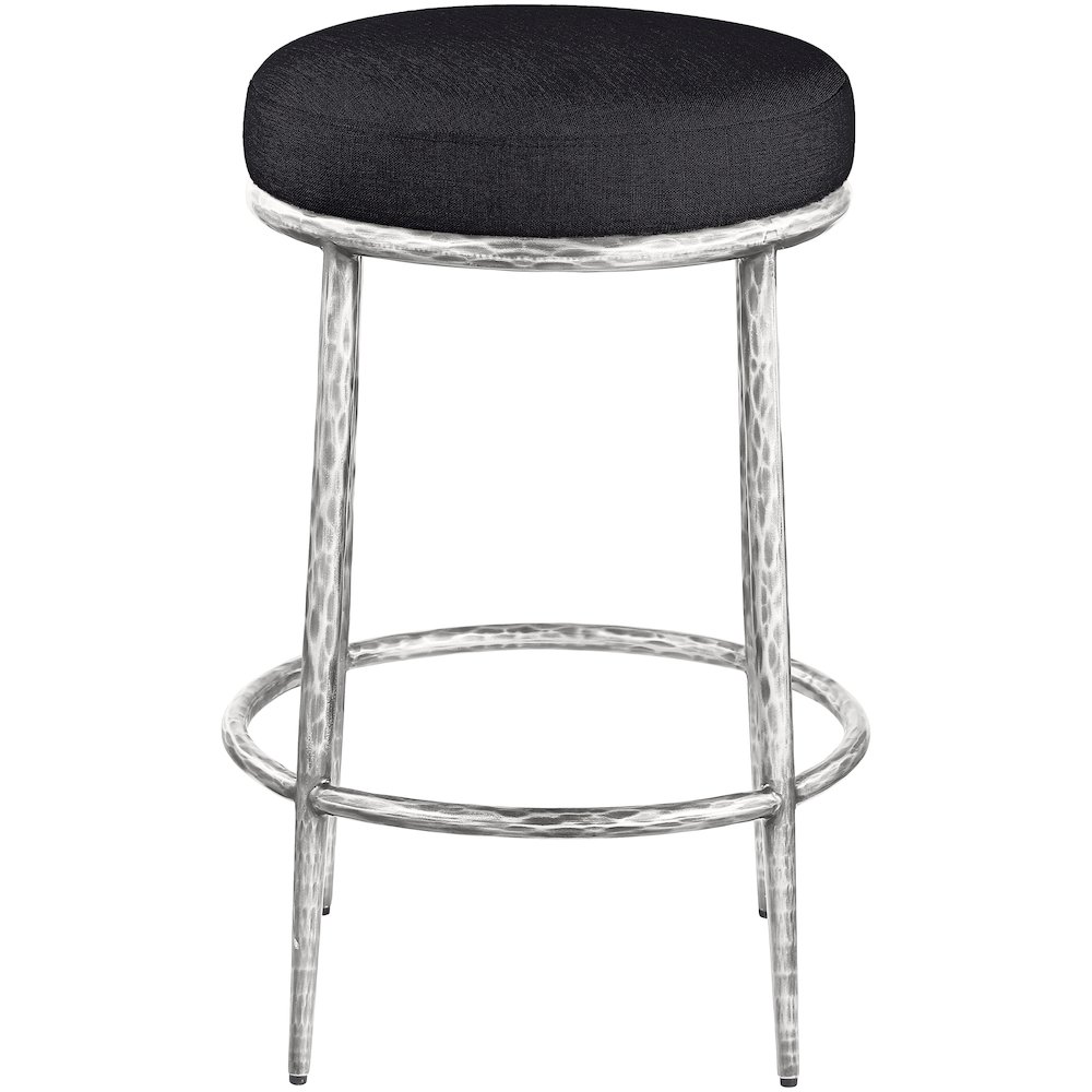 Ferro Black Linen Textured Performance Fabric Upholstered Counter Stool. Picture 3