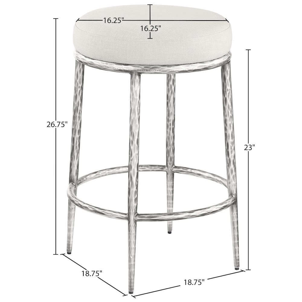Ferro Cream Linen Textured Performance Fabric Upholstered Counter Stool. Picture 4
