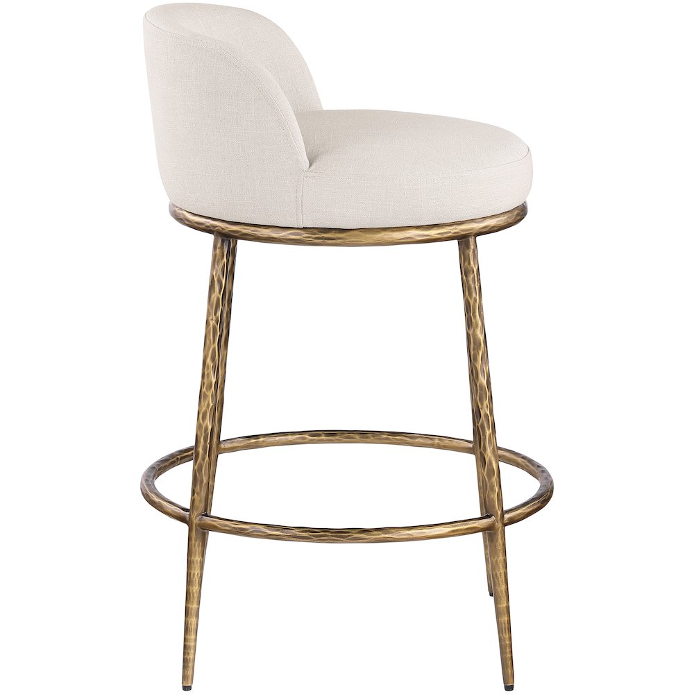 Ferro Beige Linen Textured Performance Fabric Upholstered Counter Stool. Picture 4