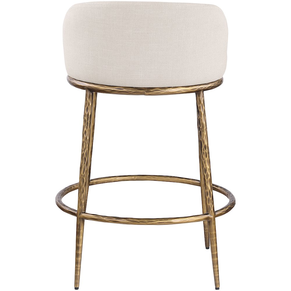 Ferro Beige Linen Textured Performance Fabric Upholstered Counter Stool. Picture 5