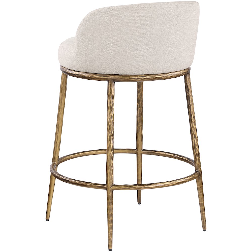 Ferro Beige Linen Textured Performance Fabric Upholstered Counter Stool. Picture 6