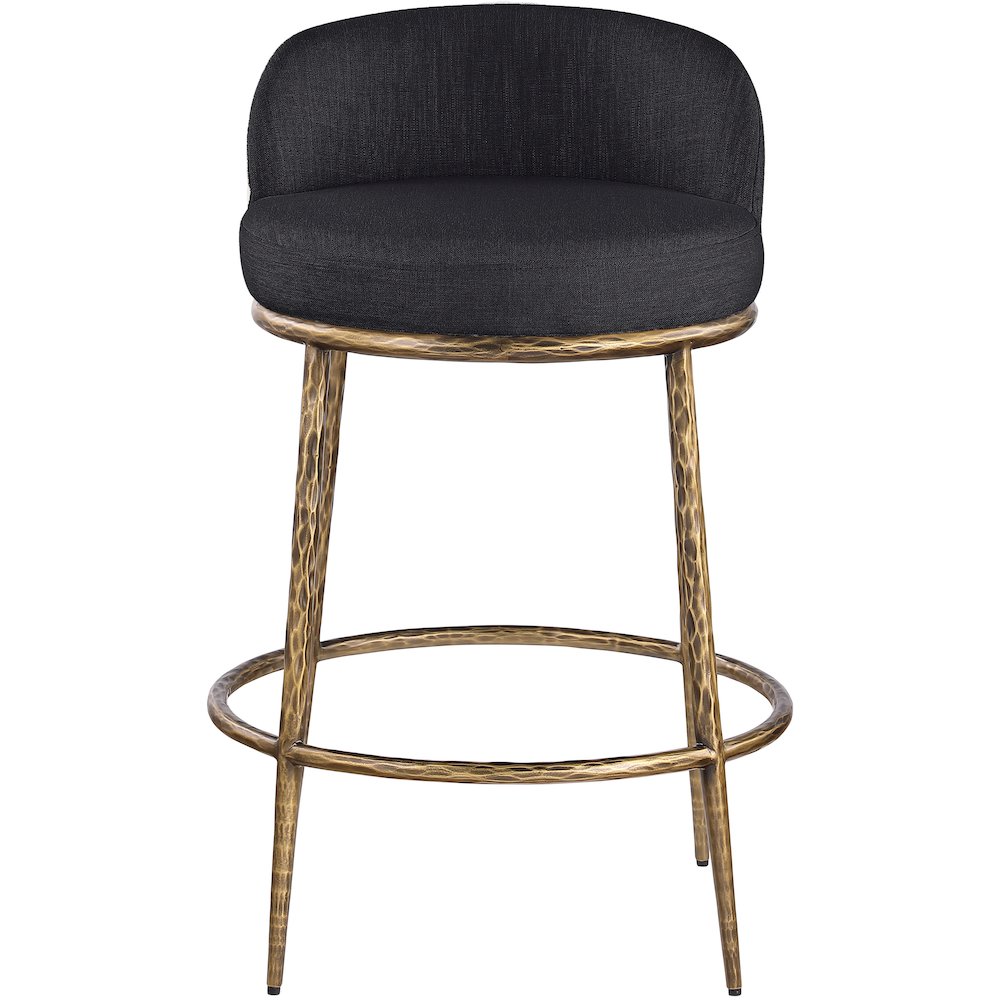 Ferro Black Linen Textured Performance Fabric Upholstered Counter Stool. Picture 3