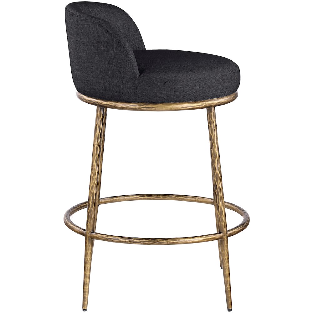 Ferro Black Linen Textured Performance Fabric Upholstered Counter Stool. Picture 4