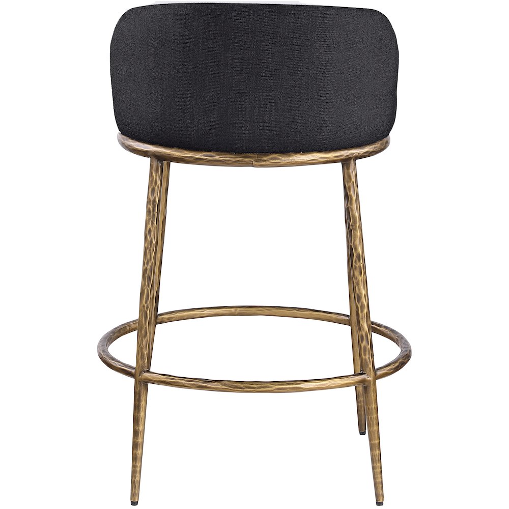 Ferro Black Linen Textured Performance Fabric Upholstered Counter Stool. Picture 5