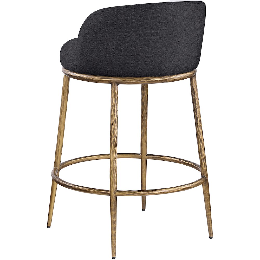 Ferro Black Linen Textured Performance Fabric Upholstered Counter Stool. Picture 6