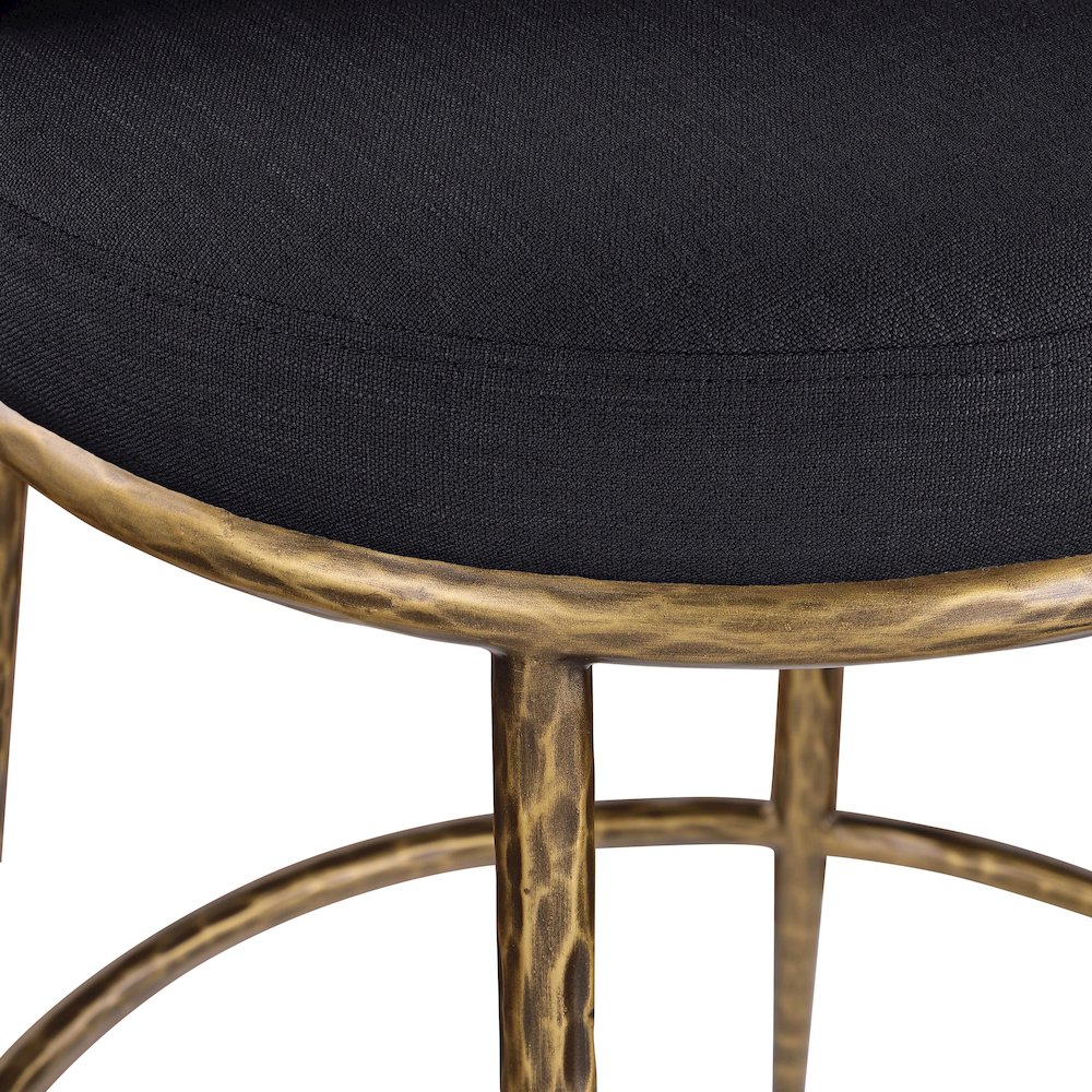 Ferro Black Linen Textured Performance Fabric Upholstered Counter Stool. Picture 7
