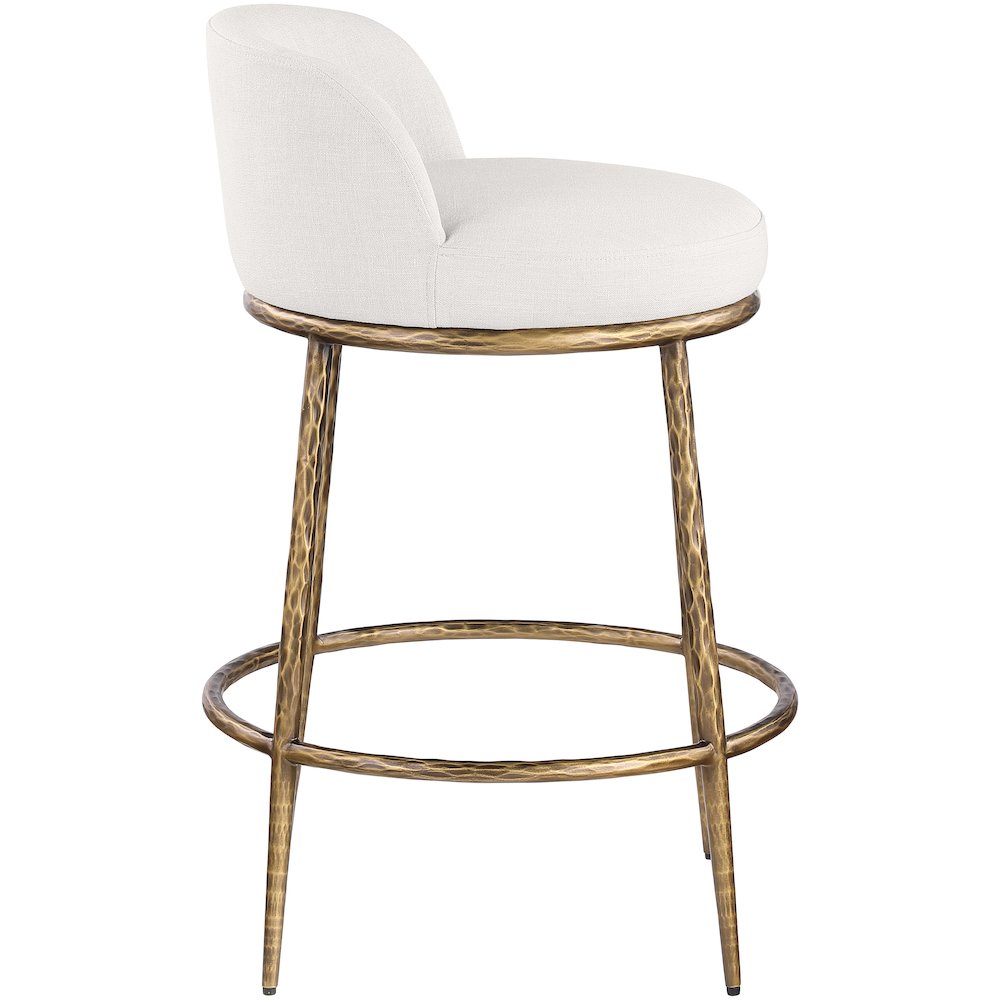 Ferro Cream Linen Textured Performance Fabric Upholstered Counter Stool. Picture 4