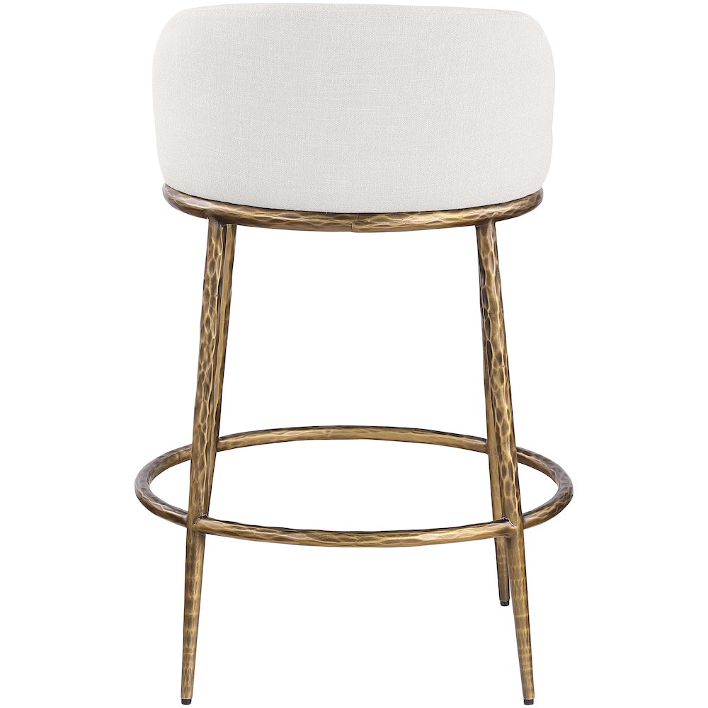 Ferro Cream Linen Textured Performance Fabric Upholstered Counter Stool. Picture 5