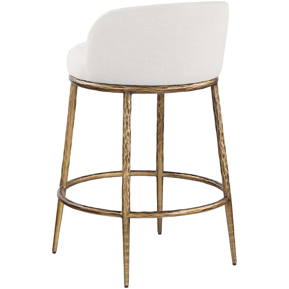 Ferro Cream Linen Textured Performance Fabric Upholstered Counter Stool. Picture 6