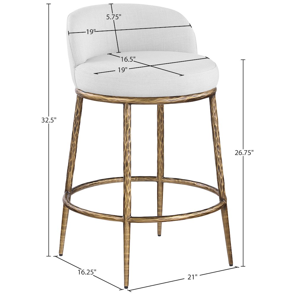 Ferro White Linen Textured Performance Fabric Upholstered Counter Stool. Picture 7