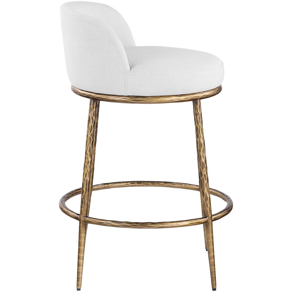 Ferro White Linen Textured Performance Fabric Upholstered Counter Stool. Picture 4