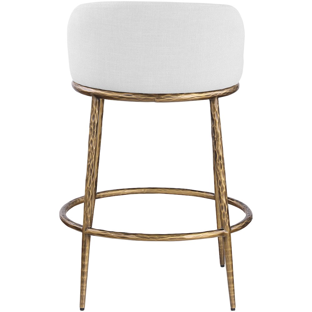 Ferro White Linen Textured Performance Fabric Upholstered Counter Stool. Picture 5