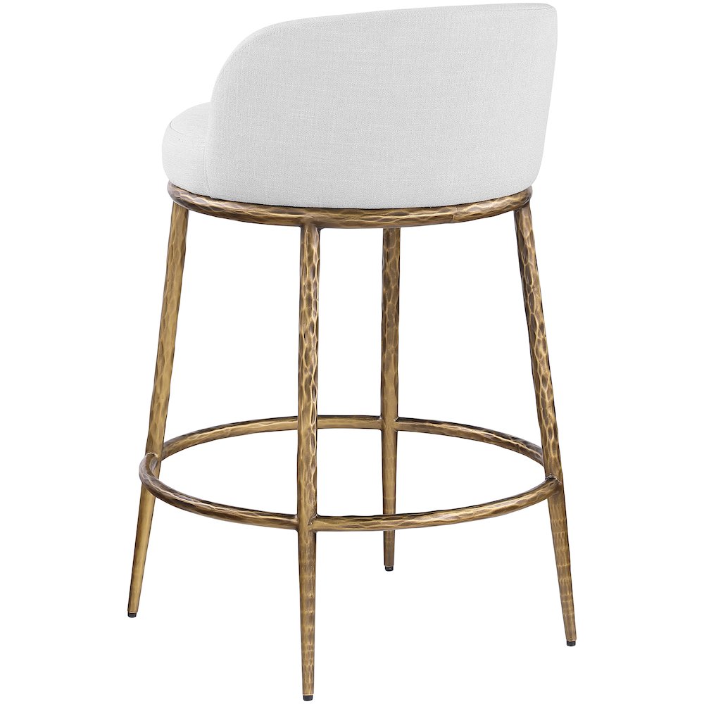 Ferro White Linen Textured Performance Fabric Upholstered Counter Stool. Picture 6