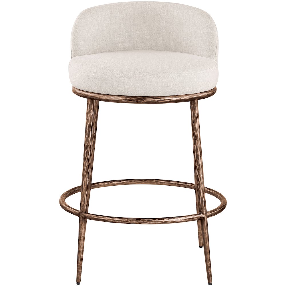 Ferro Beige Linen Textured Performance Fabric Upholstered Counter Stool. Picture 3