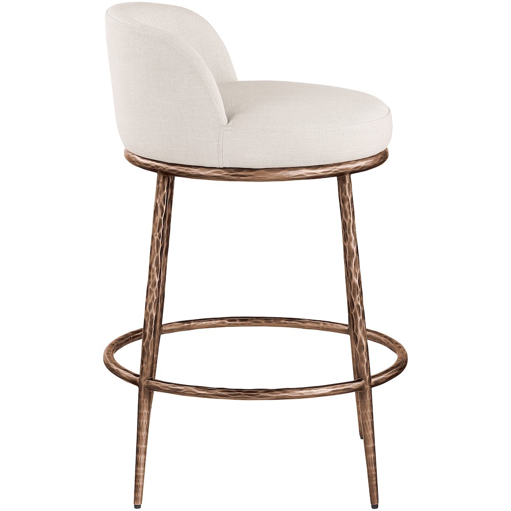 Ferro Beige Linen Textured Performance Fabric Upholstered Counter Stool. Picture 4