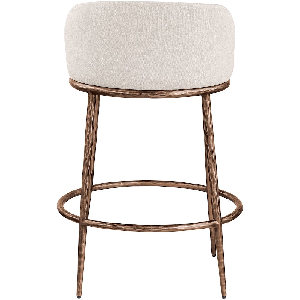 Ferro Beige Linen Textured Performance Fabric Upholstered Counter Stool. Picture 5
